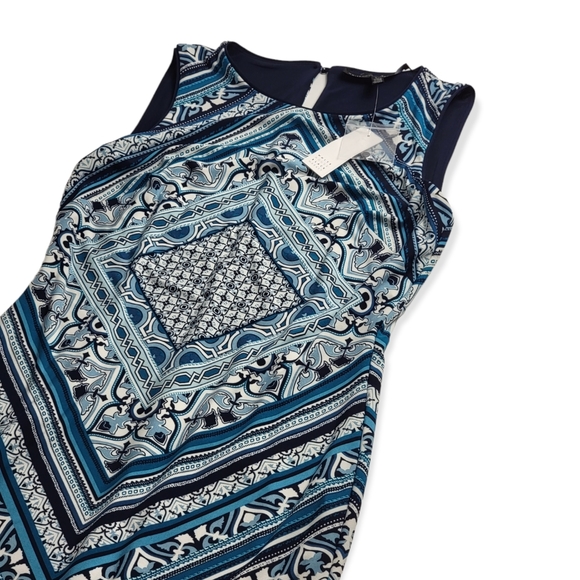 NWT Reversible White House Black Market Reversible Scarf-Print Knit Sheath Dress - Picture 7 of 14